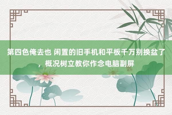 第四色俺去也 闲置的旧手机和平板千万别换盆了，概况树立教你作念电脑副屏